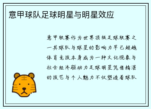 意甲球队足球明星与明星效应